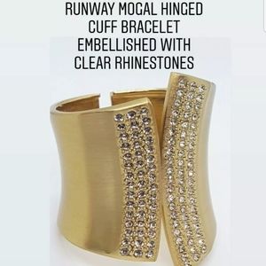 Mogal Runway High-end 14k GP Hinged Cuff Bracelet